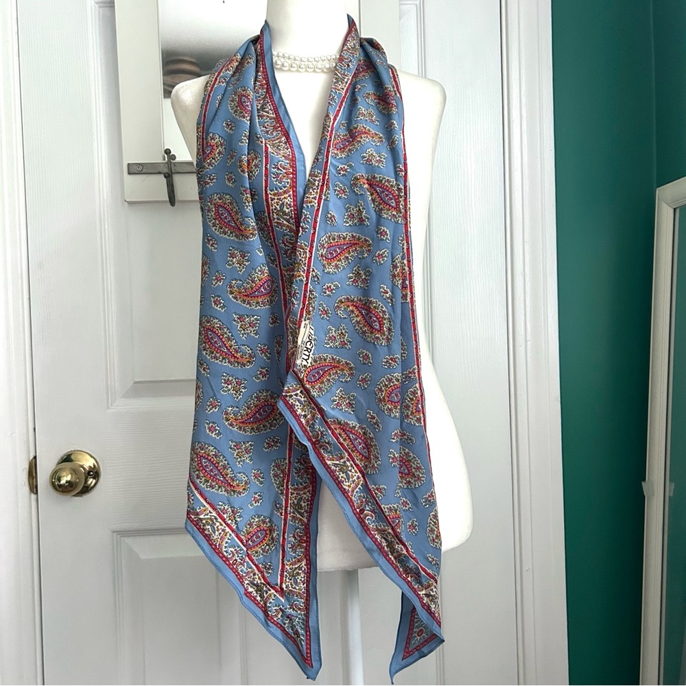 Liberty of London Blue Paisley Vintage All Silk Scarf